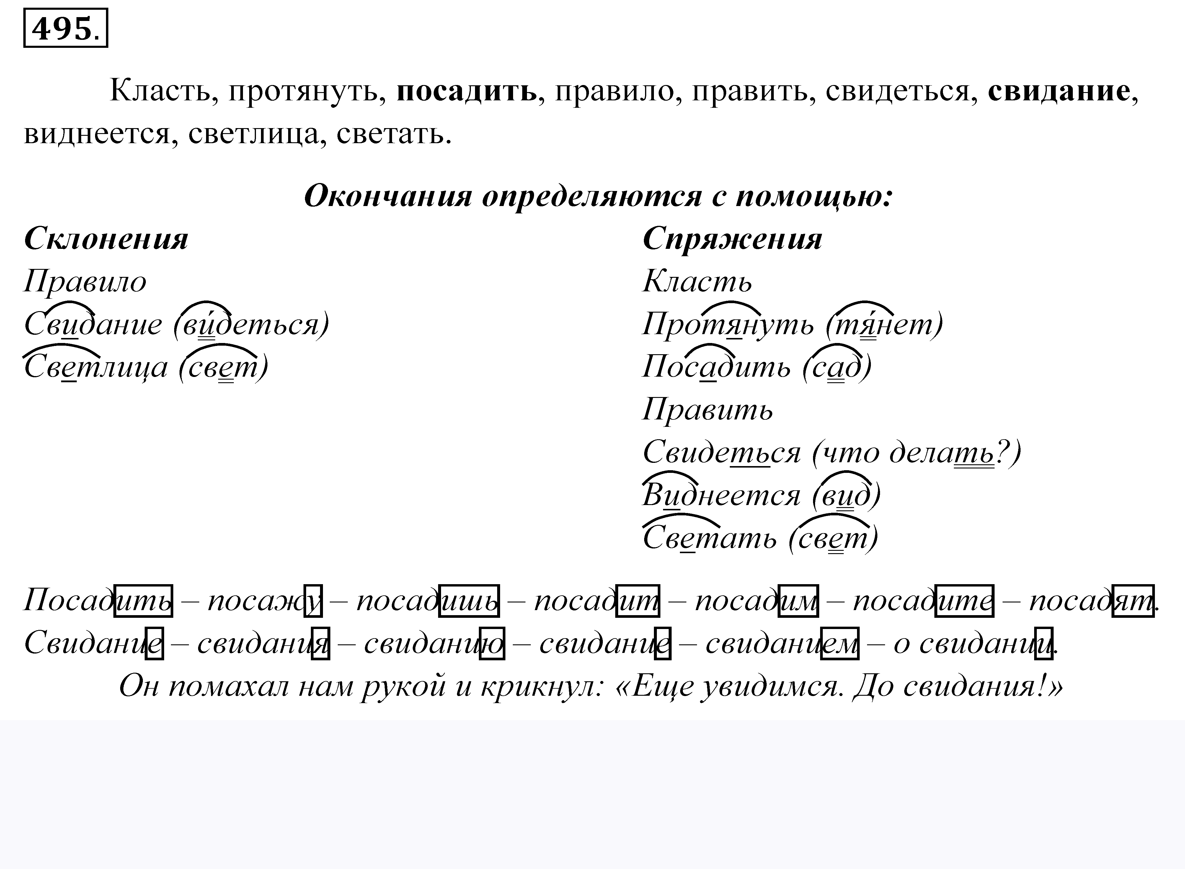 495 упражнение по русскому. Окончание слова стелют. Корень слова класть. Термины русский язык 5 класс Купалова. Упражнение 495 по русскому языку 5 класс.