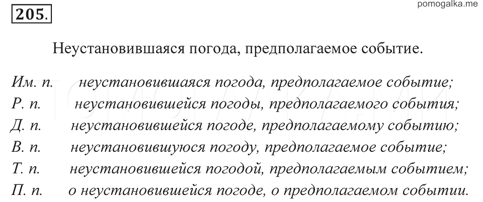 Предположите события. Упражнение 205 по русскому языку 7 класс.